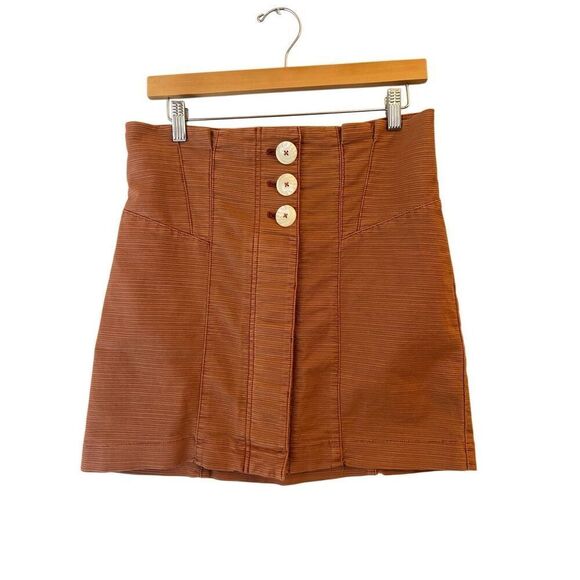 Free People Every Minute Every Hour Terra Cotta Button-Up Mini Skirt 8 - Picture 4 of 10